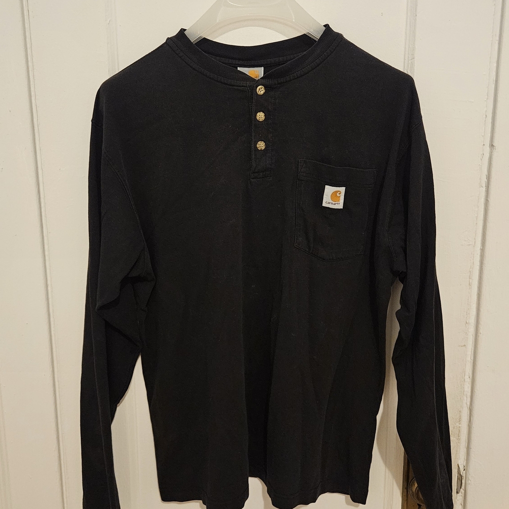 Carhartt Men's Black Long Sleeve Henley Shirt